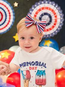 3入組嬰兒星條旗圖案蝴蝶結裝飾髮帶 - 彩色 - 查看 7