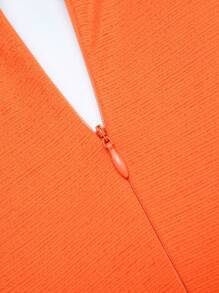 SHEIN Unity Cắt ra Bên dây rút Xù Đầm - trái cam - Xem 8