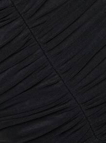 Hauture Váy lưới xẻ đùi nhún bèo - màu đen - Xem 7