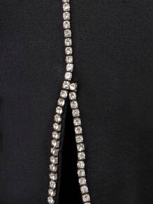 Hauture Rhinestone Detail Split Thigh Pants - Black - View 7