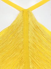 Hauture Nhiều lớp Sọc Che phủ Áo hai dây - Màu vàng - Xem 7