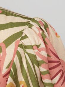 L'Amorae Abito estivo con maniche a palloncino e stampa tropicale per le vacanze - Multicolore - Visualizzare 6