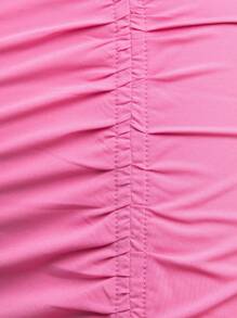 SHEIN Unity Bustier Tube Top & Ruched Pants Two Pieces Set - Pink - View 8