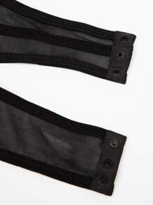 SHEIN Unity 性感水钻装饰透明网眼吊带紧身衣 - 黑色 - 查看 8