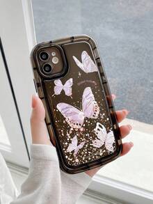 Butterfly Pattern Phone Case - Black - View 1