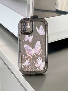Butterfly Pattern Phone Case - Black - View 2