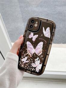 Butterfly Pattern Phone Case - Black - View 3