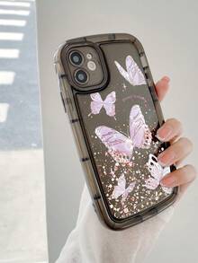 Butterfly Pattern Phone Case - Black - View 4