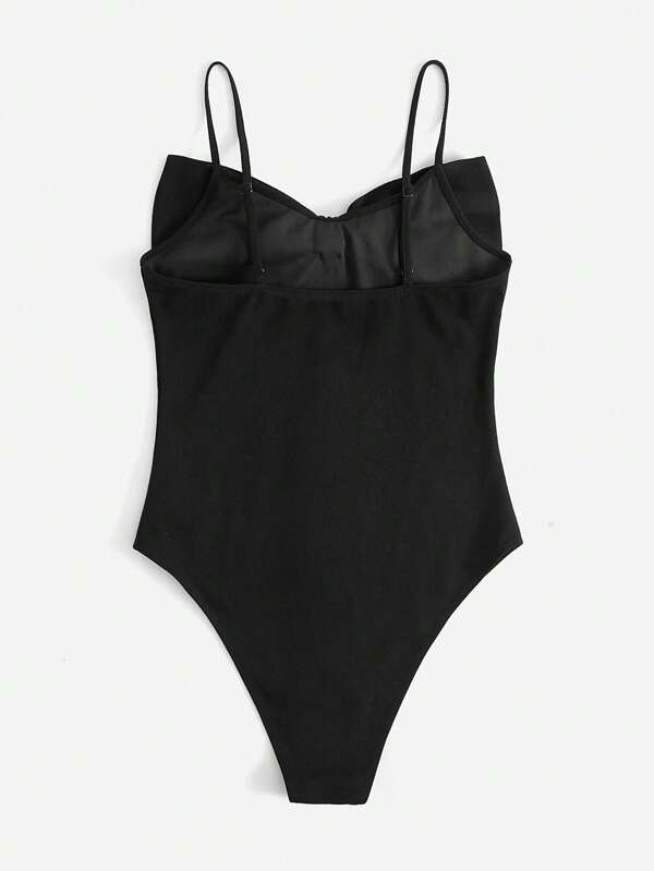 SHEIN Privé Bow Front Cami Bodysuit SHEIN USA