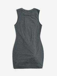 SHEIN Essnce Women Knitted Sleeveless Striped Dress - Multicolor - View 2