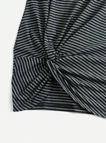 SHEIN Essnce Women Knitted Sleeveless Striped Dress - Multicolor - View 4