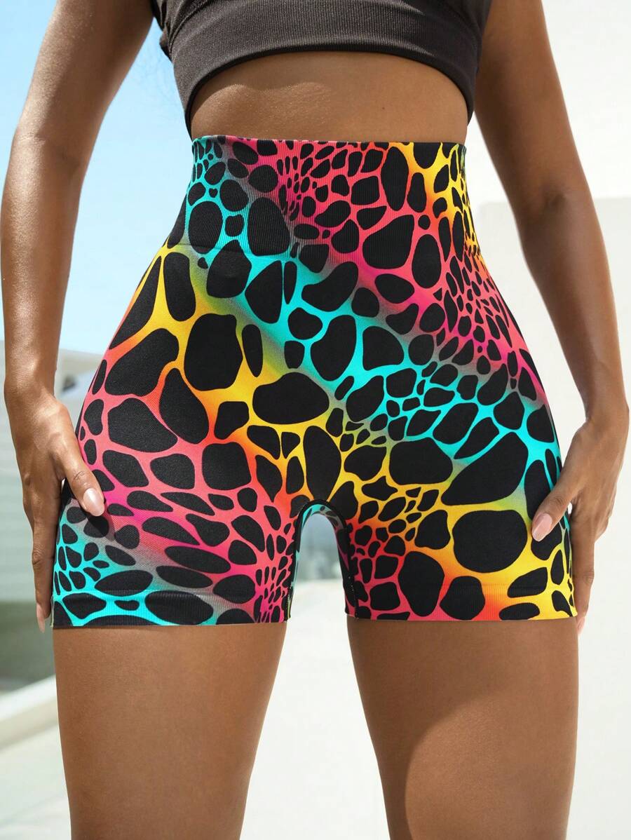 Yoga Funny Shorts deportivos con estampado de cintura ancha - Multicolor - Ver 1