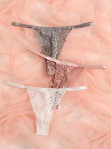 3packs Floral Lace Panty Sexy Lingerie - Multicolor - View 2