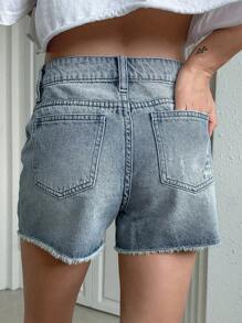 DAZY Quần short denim rách gấu - Rửa nhẹ - Xem 4