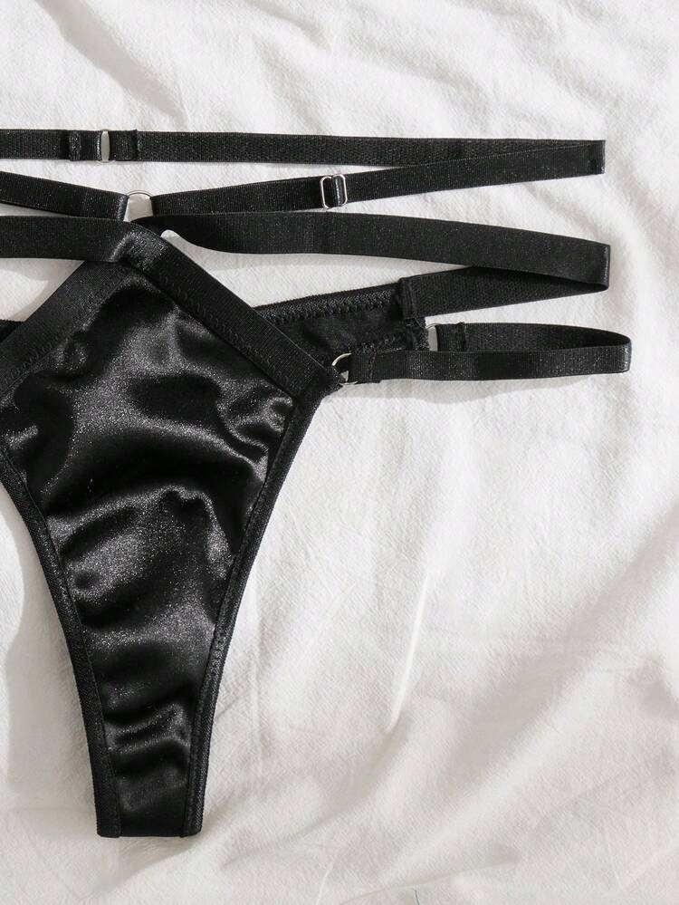 Set de lencería con abertura arnés - Negro - Ver 5