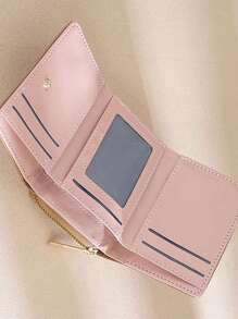 Ví nữ gấp ba đựng thẻ họa tiết kẻ caro thời trang mini mỏng nhẹ nhiều lớp di động đựng thẻ căn cước thẻ tín dụng khóa kéo tiền mặt đa năng thời trang tối giản kinh doanh hiện đại kỷ niệm ngày lễ tình nhân làm quà tặng sinh nhật cho phụ nữ cô gái túi quà tặng cho giáo viên đồ dùng học tập quà tặng cho giáo viên trở lại trường ví ví ví nhỏ - Màu be - Xem 3