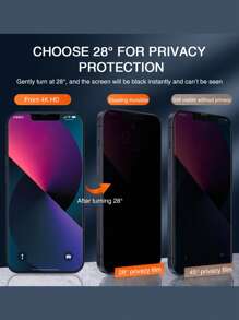 2 片裝防間諜手機螢幕保護強化膜相容 iPhone15/15Plus/15Pro/15Promax - 黑色 - 查看 2