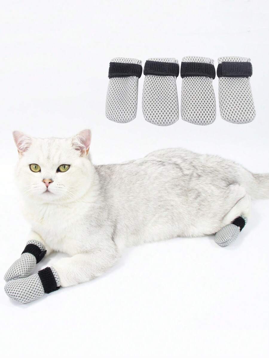1pair Breathable Pet Foot Cover For Dog And Cat For Anti-scratch - Grey - View 1