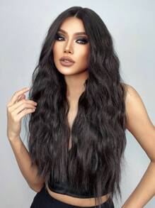 HAIRCUBE 13*4*1 女式蕾絲假髮，28 英寸深棕色假髮長波浪合成蕾絲假髮日常用