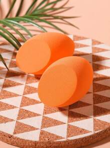 2入組雙用途化妝海綿組，非乳膠材質化妝海綿，可重複使用和清洗，適用於粉末和液態化妝品，柔軟的定妝和混合面部化妝工具，適用於日常化妝，男女均可使用，是便攜的日常和旅行必需品 - 橘色 - 查看 2