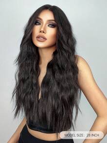 HAIRCUBE 13*4*1 女式蕾絲假髮，28 英寸深棕色假髮長波浪合成蕾絲假髮日常用