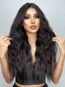 HAIRCUBE 13*4*1 女式蕾絲假髮，28 英寸深棕色假髮長波浪合成蕾絲假髮日常用