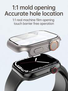 1入組PC休閒方形手錶殼,適用於手錶裝飾用品 - 銀色 - 查看 4