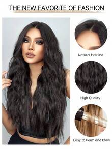 HAIRCUBE 13*4*1 女式蕾絲假髮，28 英寸深棕色假髮長波浪合成蕾絲假髮日常用