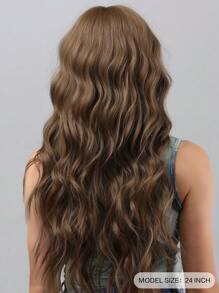 Long Body Wave Synthetic Wig With Bangs - Brown - View 3