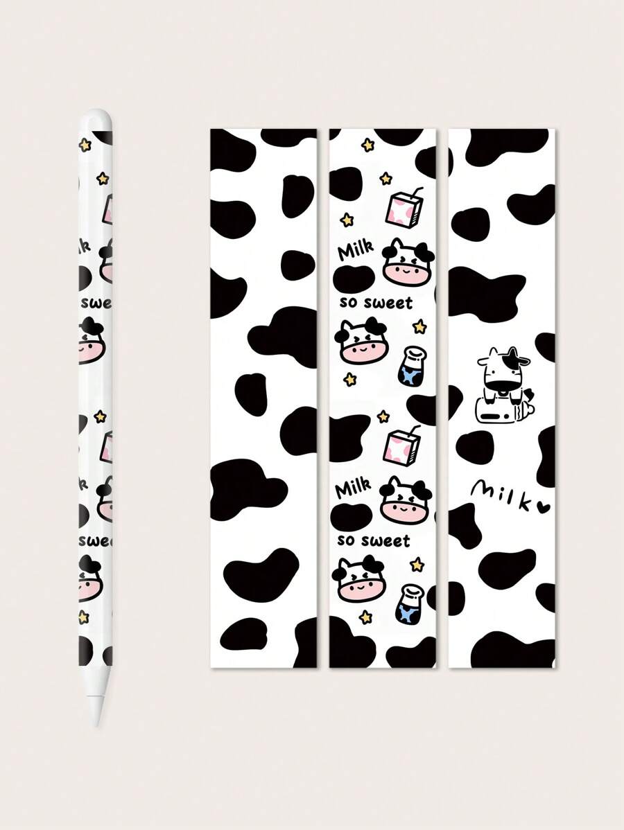 套卡通牛印花 3 張鉛筆貼紙