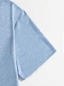 GENTILAND Hombres Camiseta con estampado de letra - Celeste - Ver 4