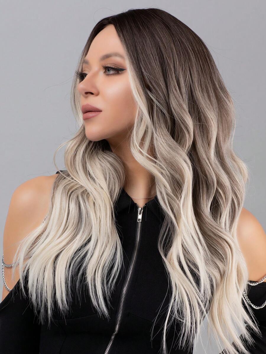 漸層長款卷人造假髮 - 彩色 - 查看 1