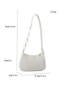 迷你鱷魚紋單肩包法棍包 - 白色 - 查看 3