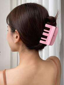 DAZY 1入組女士素色時尚髮爪 - 粉色 - 查看 1