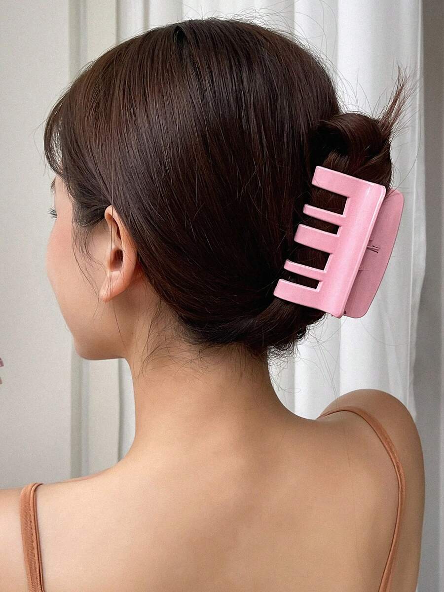 DAZY 1入組女士素色時尚髮爪 - 粉色 - 查看 1