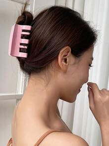 DAZY 1入組女士素色時尚髮爪 - 粉色 - 查看 4