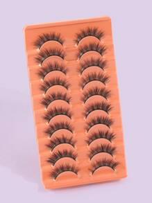 MAGEFY 10Pairs Of Natural Full False Eyelashes&2pcs Eyelash Brush&Tweezers&False Eyelash Aid,Fluffy Slim For Everyday Use Manga Eyelashes, Travel Essentials - Black - View 3