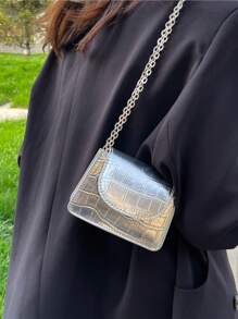 Geantă la modă pentru femei pentru umăr și crossbody, geantă mică cu textura de piatră, de zi cu zi, cumpărături și cadouri, cu curea cu lanț