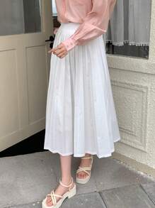 DAZY 素色百褶半身裙 - 白色 - 查看 2