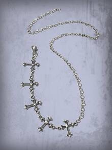 ROMWE Goth Đúng mốt Cá nhân hóa Thiết kế chéo Dây chuyền thắt lưng - Bạc - Xem 3