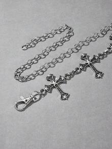 ROMWE Goth Đúng mốt Cá nhân hóa Thiết kế chéo Dây chuyền thắt lưng - Bạc - Xem 2