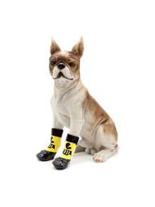 4入組字母圖案防水寵物鞋子