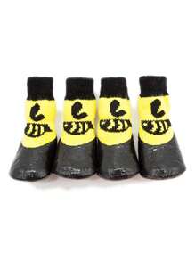 4入組字母圖案防水寵物鞋子