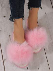 Women Minimalist Fuzzy Bedroom Slippers, Fashion Slippers