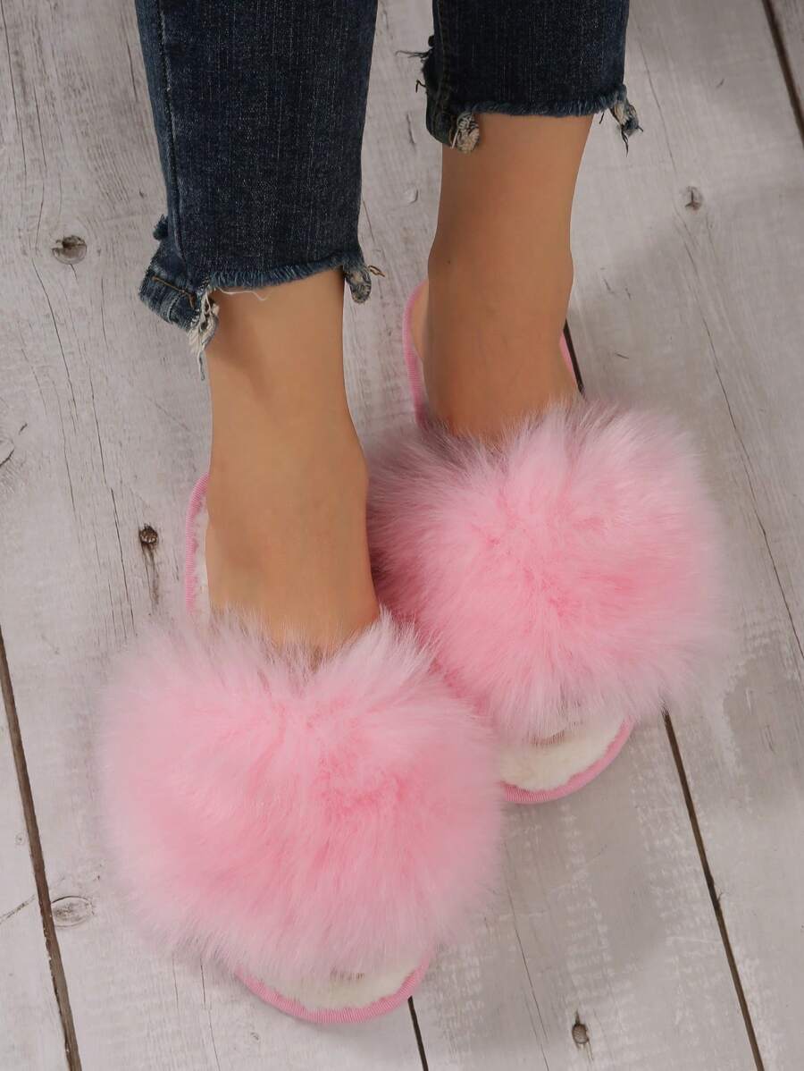 Women Minimalist Fuzzy Bedroom Slippers, Fashion Slippers