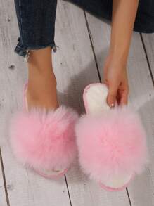 Women Minimalist Fuzzy Bedroom Slippers, Fashion Slippers