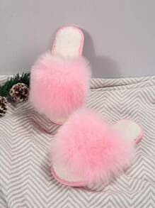Women Minimalist Fuzzy Bedroom Slippers, Fashion Slippers