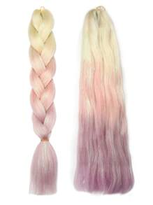 件裝大號編織頭髮雷射線混合 24 英寸適合婦女和兒童日常假期和角色扮演編織服裝杏粉色紫色多色時尚合成頭髮鉤針接髮實用而靈活的高溫頭髮 - 彩色 - 查看 1
