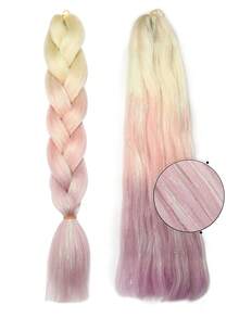 件裝大號編織頭髮雷射線混合 24 英寸適合婦女和兒童日常假期和角色扮演編織服裝杏粉色紫色多色時尚合成頭髮鉤針接髮實用而靈活的高溫頭髮 - 彩色 - 查看 6