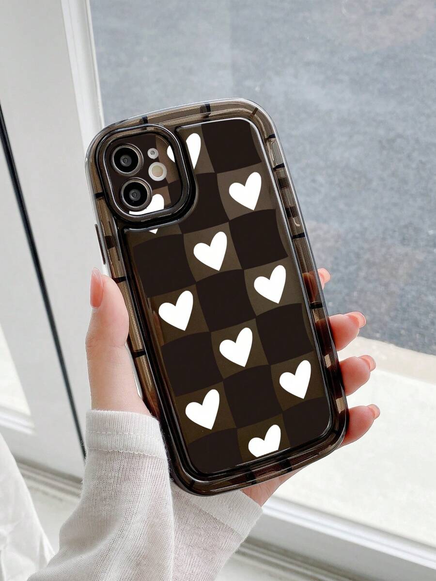 Carcasă de telefon cu model de inimă - Negru - Vizualizare 1